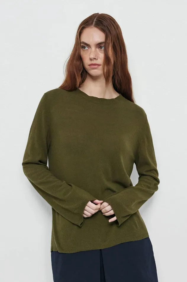 Women SUSAN 8211 Silk Boatneck Sweater 8211 Military Massimo Alba Knitwear