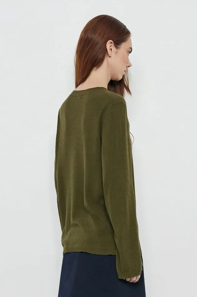 Women SUSAN 8211 Silk Boatneck Sweater 8211 Military Massimo Alba Knitwear
