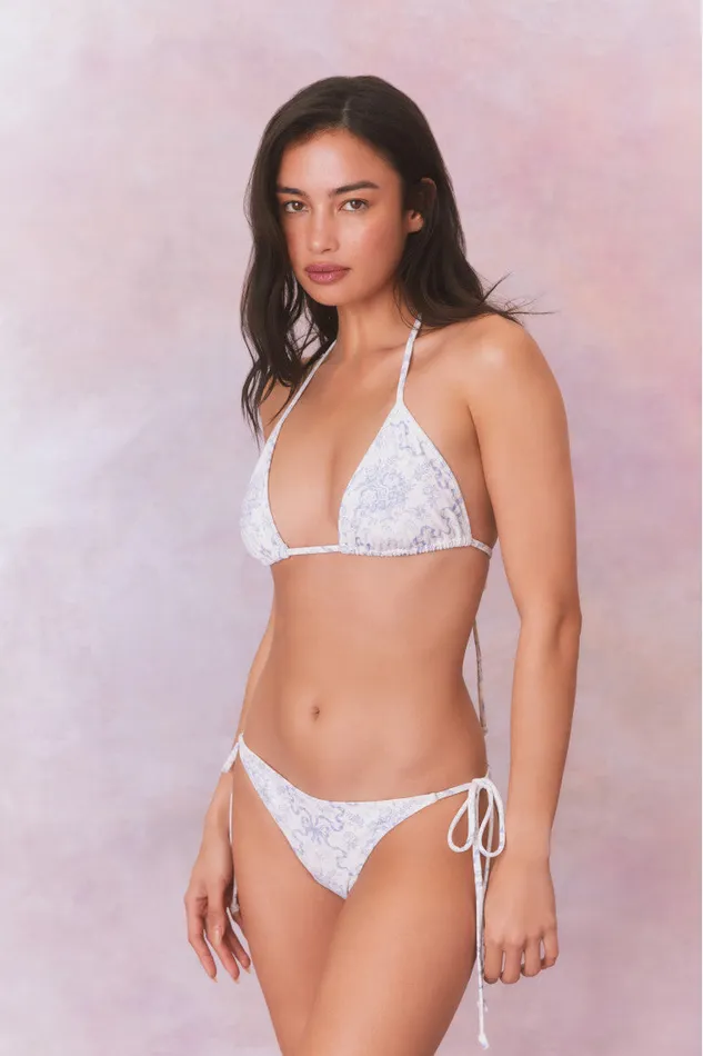 Women Swim LoveShackFancy Harbor Bow Print Triangle Bikini Swim Set Blissful Blue Women Swim LoveShackFancy Harbor Bow Print Triangle Bikini Swim Set Blissful Blue