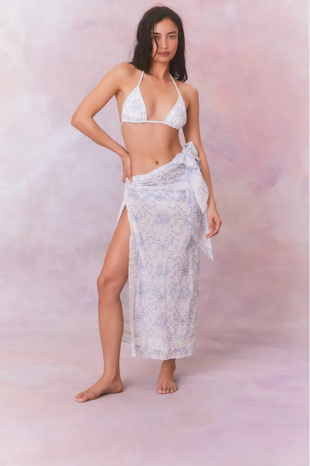 Women Swim LoveShackFancy Harbor Bow Print Triangle Bikini Swim Set Blissful Blue Women Swim LoveShackFancy Harbor Bow Print Triangle Bikini Swim Set Blissful Blue