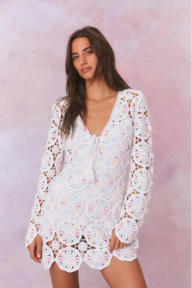Women Swim LoveShackFancy Poemes Multi Colored Crochet Mini Dress Garden Petals Multi Women Swim LoveShackFancy Poemes Multi Colored Crochet Mini Dress Garden Petals Multi