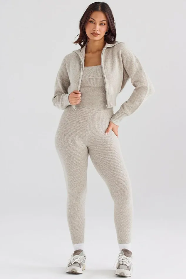 Women Sydney Opal Ribbed Knit Leggings House Of CB Bottoms Women Sydney Opal Ribbed Knit Leggings House Of CB Bottoms