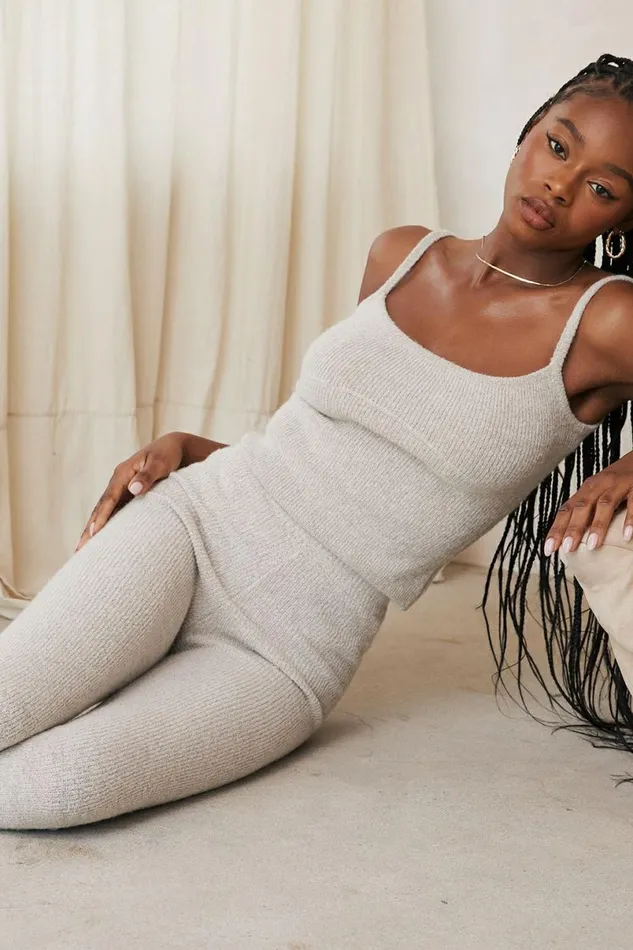 Women Sydney Opal Ribbed Knit Leggings House Of CB Bottoms Women Sydney Opal Ribbed Knit Leggings House Of CB Bottoms