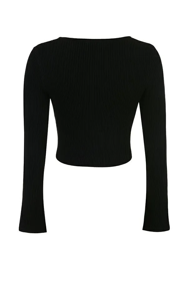 Women Sylvia Black Ribbed Knit Cardigan House Of CB Tops Women Sylvia Black Ribbed Knit Cardigan House Of CB Tops