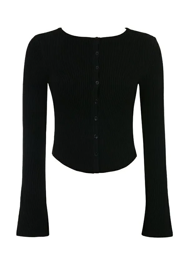Women Sylvia Black Ribbed Knit Cardigan House Of CB Tops Women Sylvia Black Ribbed Knit Cardigan House Of CB Tops