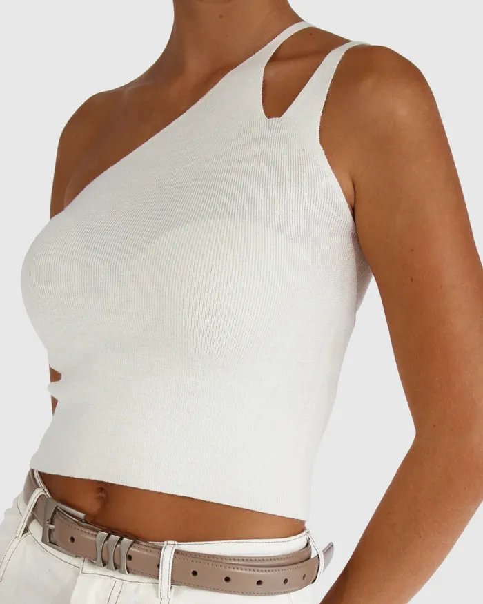 Women Symphony Double Strap Knit Crop 8211 Cream Knitwear Belle and Bloom
