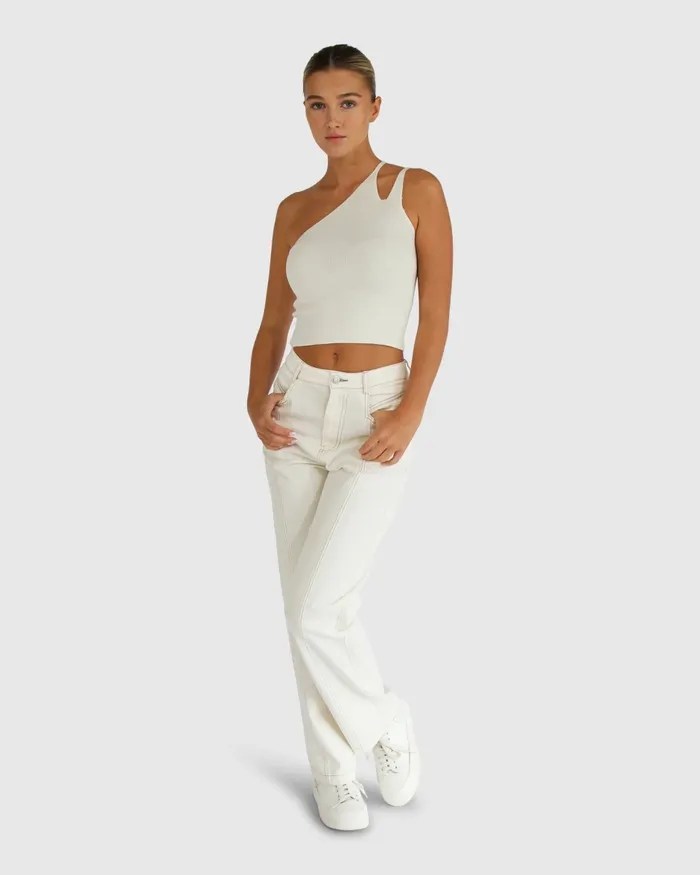 Women Symphony Double Strap Knit Crop 8211 Cream Knitwear Belle and Bloom