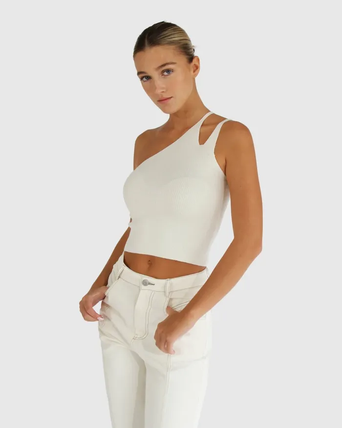 Women Symphony Double Strap Knit Crop 8211 Cream Knitwear Belle and Bloom