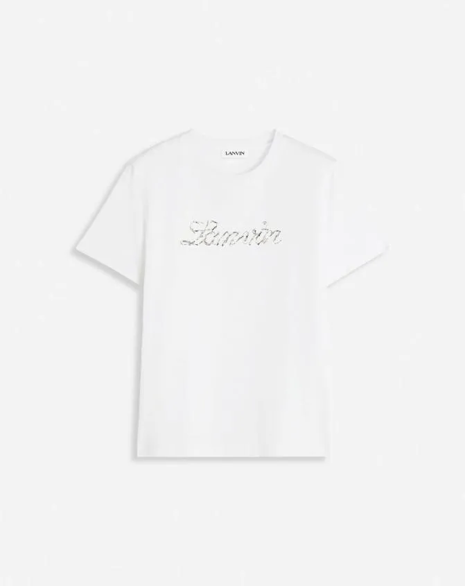 Women TShirts and Sweatshirts Lanvin Bead Embroidered TShirt Optic White