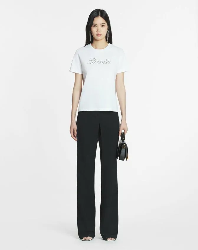 Women TShirts and Sweatshirts Lanvin Bead Embroidered TShirt Optic White Women TShirts and Sweatshirts Lanvin Bead Embroidered TShirt Optic White