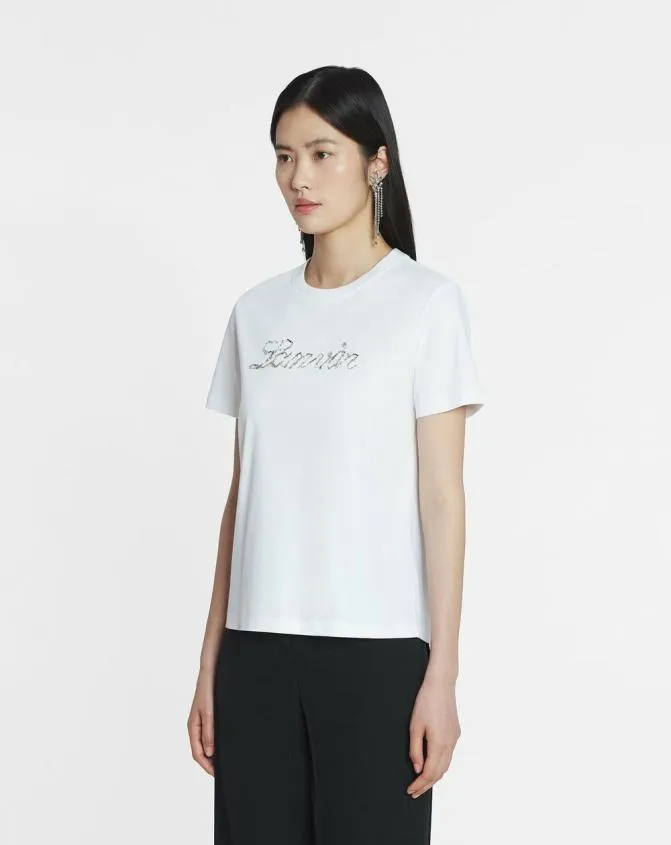 Women TShirts and Sweatshirts Lanvin Bead Embroidered TShirt Optic White Women TShirts and Sweatshirts Lanvin Bead Embroidered TShirt Optic White