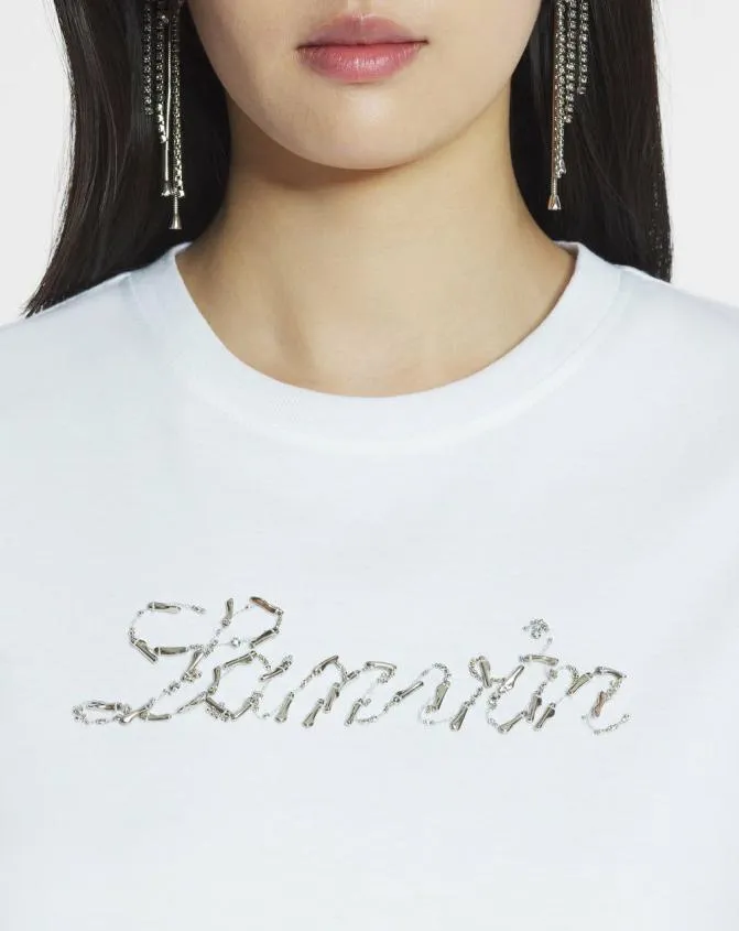 Women TShirts and Sweatshirts Lanvin Bead Embroidered TShirt Optic White Women TShirts and Sweatshirts Lanvin Bead Embroidered TShirt Optic White