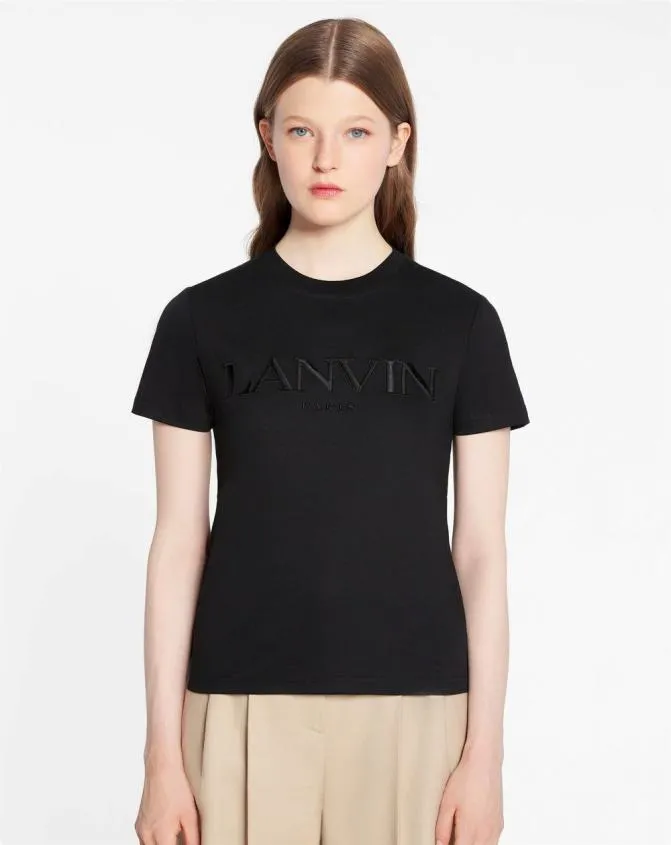 Women TShirts and Sweatshirts Lanvin Classic Fit Embroidered TShirt Black Women TShirts and Sweatshirts Lanvin Classic Fit Embroidered TShirt Black