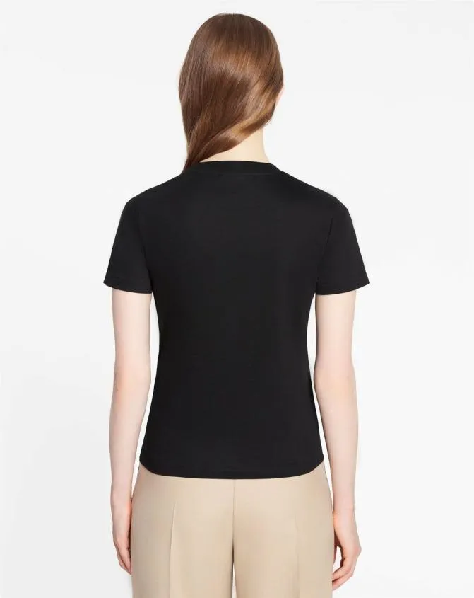 Women TShirts and Sweatshirts Lanvin Classic Fit Embroidered TShirt Black Women TShirts and Sweatshirts Lanvin Classic Fit Embroidered TShirt Black