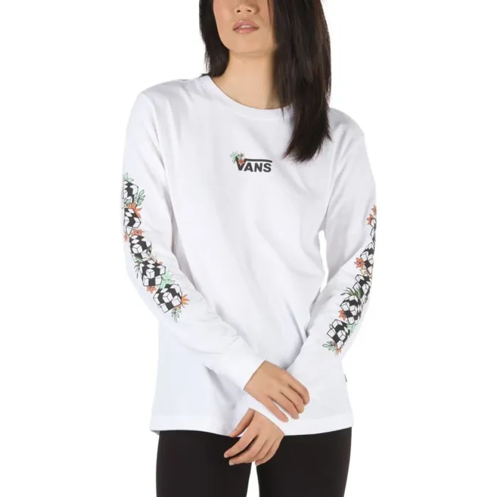 Women TShirts and Tanks Vans Jefferspin Long Sleeve Boyfriend Tee White