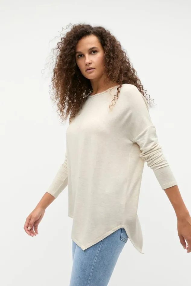 Women TShirts and Tops Seed Heritage Core Asymmetrical Top Oat Marle