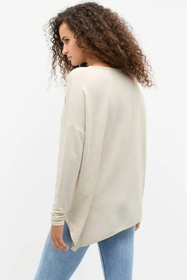 Women TShirts and Tops Seed Heritage Core Asymmetrical Top Oat Marle