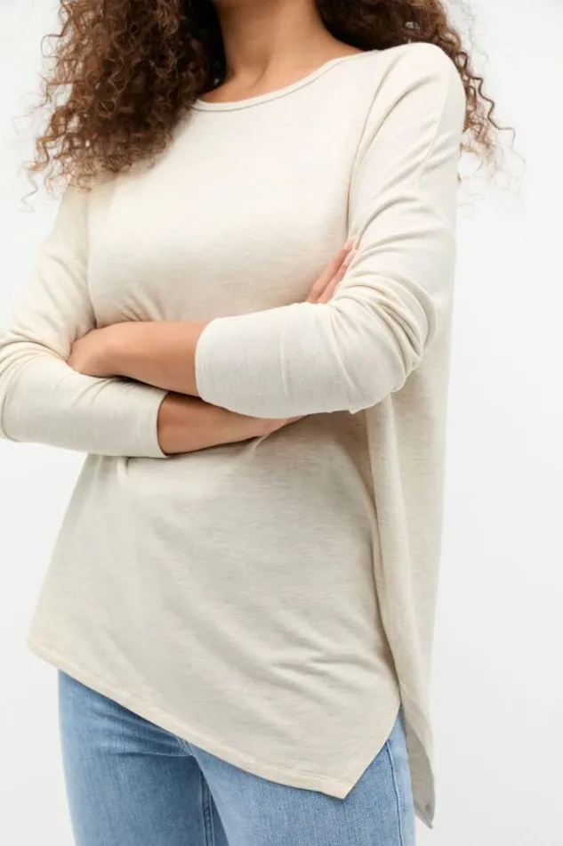 Women TShirts and Tops Seed Heritage Core Asymmetrical Top Oat Marle