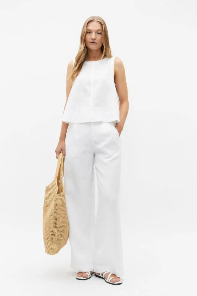 Women TShirts and Tops Seed Heritage Core Linen Shell Top Whisper White