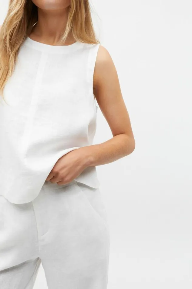 Women TShirts and Tops Seed Heritage Core Linen Shell Top Whisper White