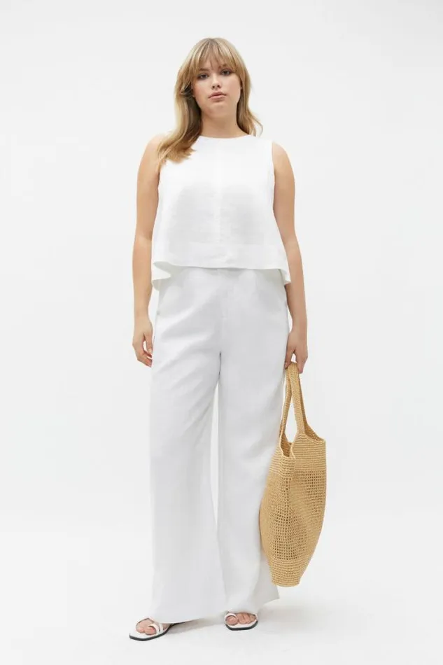Women TShirts and Tops Seed Heritage Core Linen Shell Top Whisper White