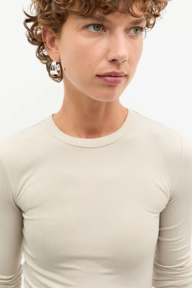 Women TShirts and Tops Seed Heritage Core Rib Crew Neck Top Oat