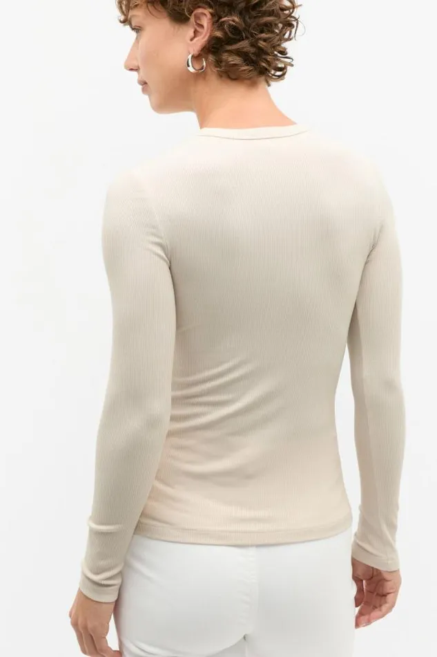 Women TShirts and Tops Seed Heritage Core Rib Crew Neck Top Oat