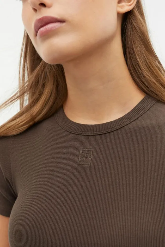 Women TShirts and Tops Seed Heritage Heritage Rib Tee Dark Espresso
