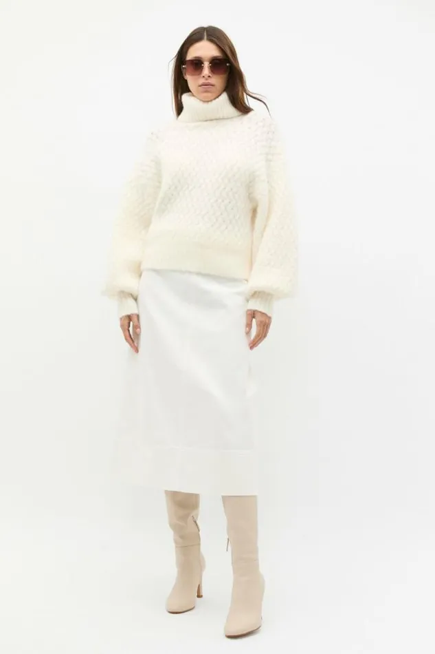 Women TShirts and Tops Seed Heritage Lofty Textured Roll Neck Knit Cloud Cream