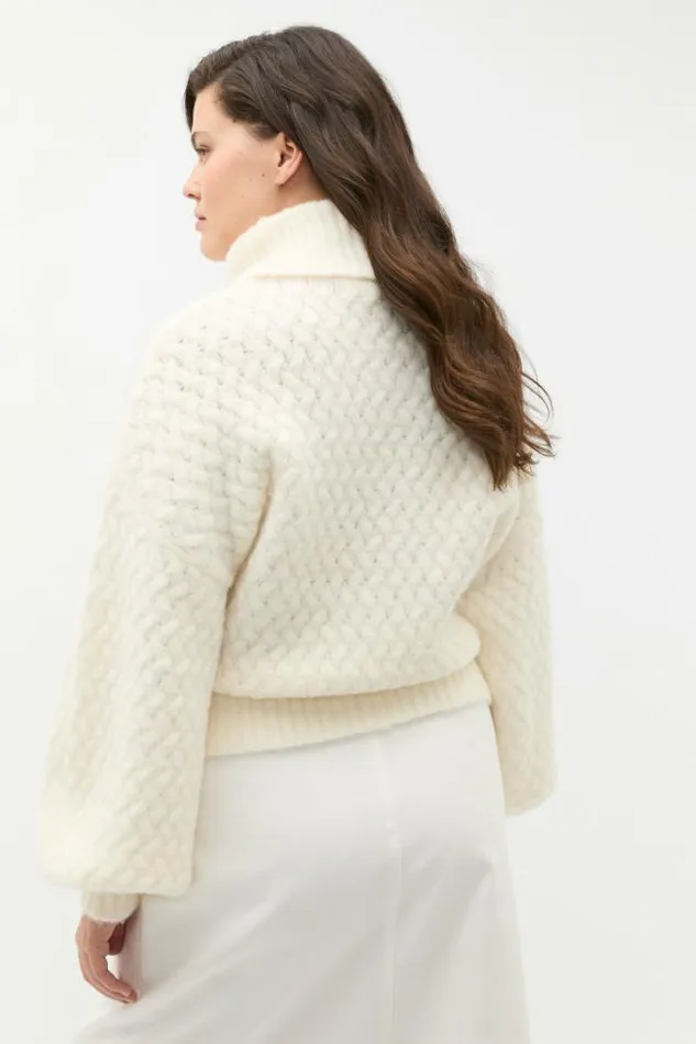 Women TShirts and Tops Seed Heritage Lofty Textured Roll Neck Knit Cloud Cream