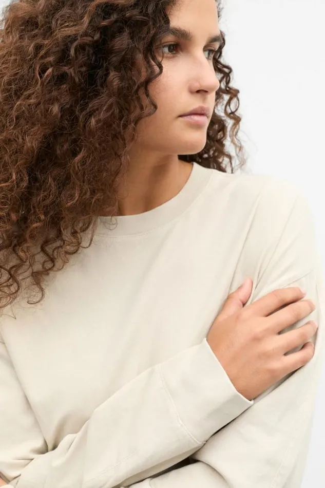 Women TShirts and Tops Seed Heritage Slouchy Long Sleeve Top Oat Wash