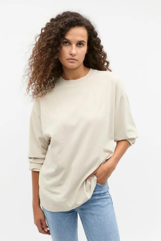 Women TShirts and Tops Seed Heritage Slouchy Long Sleeve Top Oat Wash