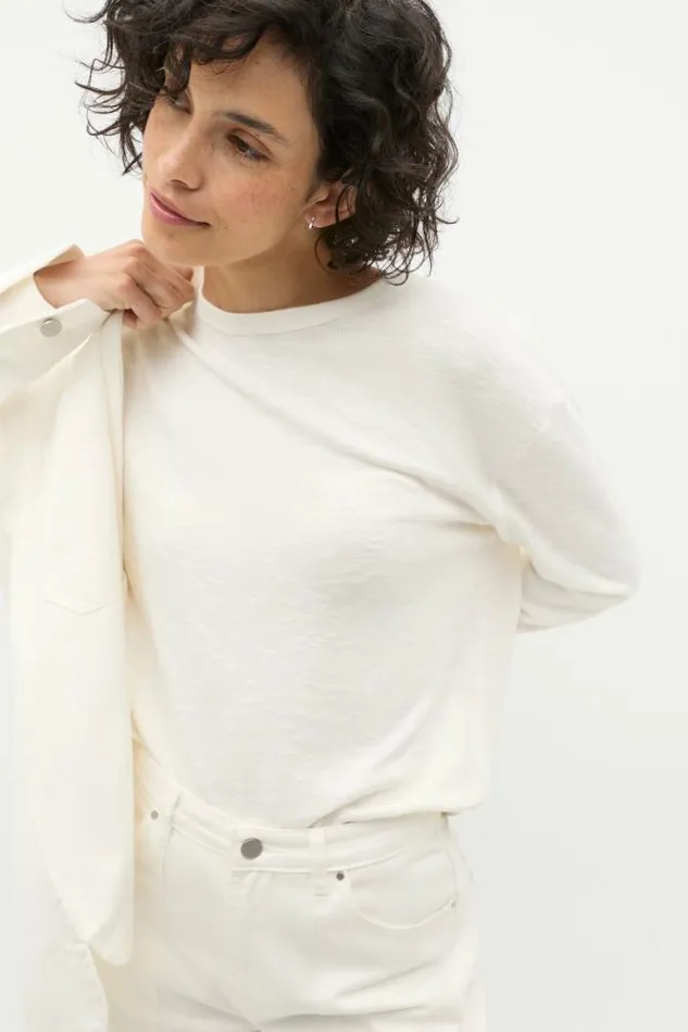 Women TShirts and Tops Seed Heritage Supersoft Long Sleeve Top Cloud Cream