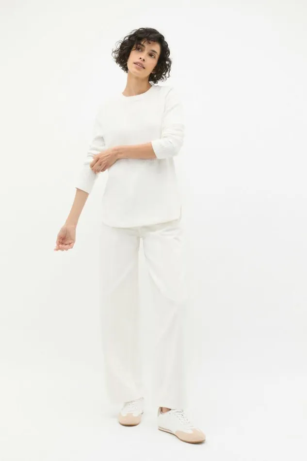 Women TShirts and Tops Seed Heritage Textured Long Sleeve Top Cloud Cream Twist
