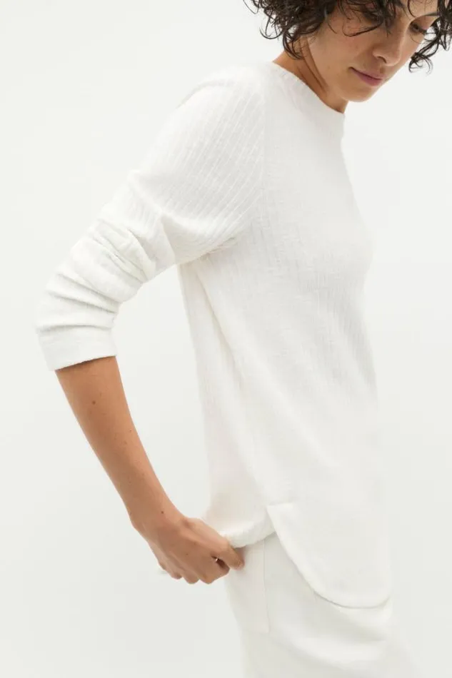 Women TShirts and Tops Seed Heritage Textured Long Sleeve Top Cloud Cream Twist