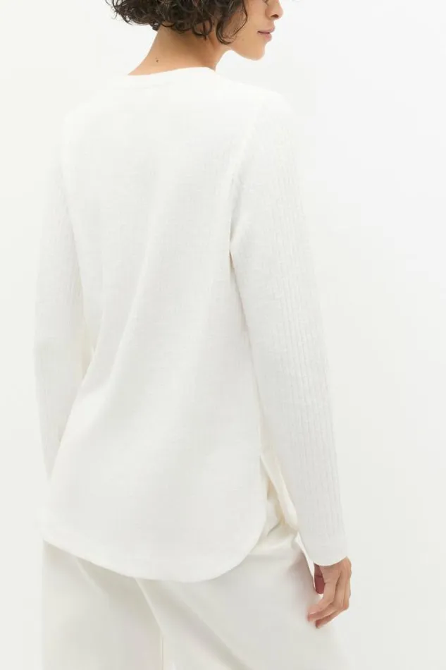 Women TShirts and Tops Seed Heritage Textured Long Sleeve Top Cloud Cream Twist