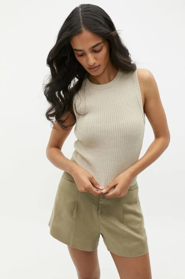 Women TShirts and Tops Seed Heritage Textured Rib Tank Cool Sand