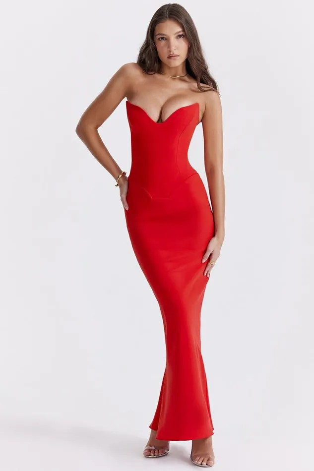 Women Tamara Cherry Strapless Corset Dress House Of CB Dresses