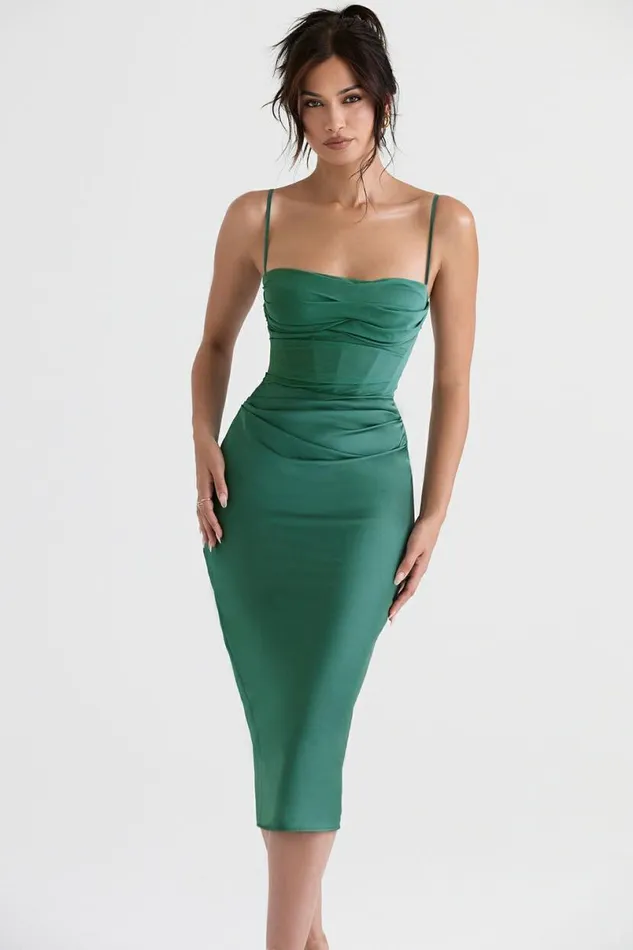 Women Teia Forest Draped Corset Midi Dress House Of CB Dresses Women Teia Forest Draped Corset Midi Dress House Of CB Dresses