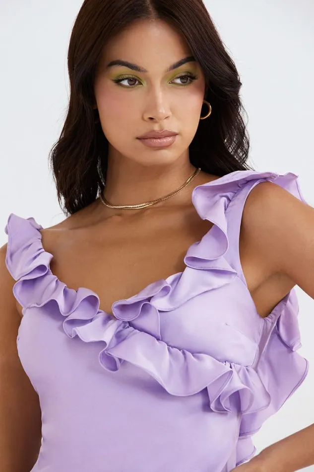 Women Tink Orchid Satin Ruffle Mini Dress House Of CB Dresses Women Tink Orchid Satin Ruffle Mini Dress House Of CB Dresses