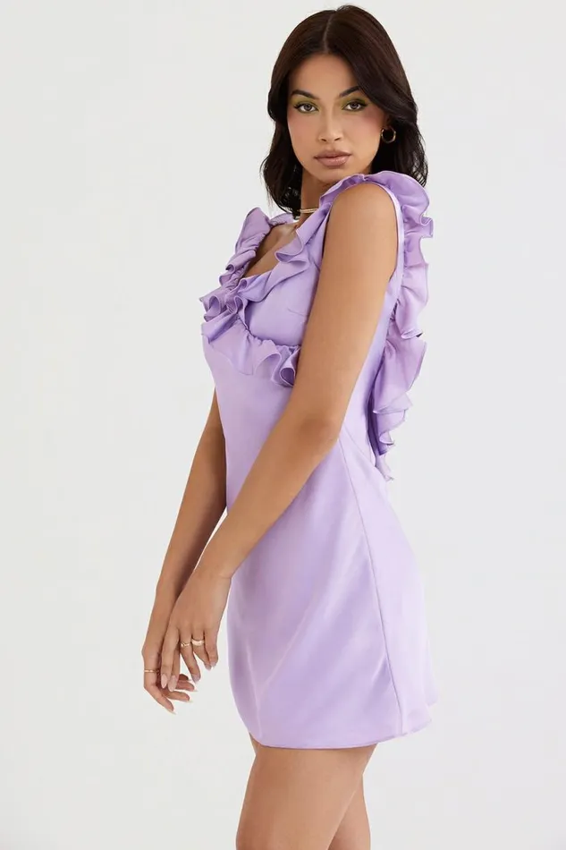 Women Tink Orchid Satin Ruffle Mini Dress House Of CB Dresses Women Tink Orchid Satin Ruffle Mini Dress House Of CB Dresses