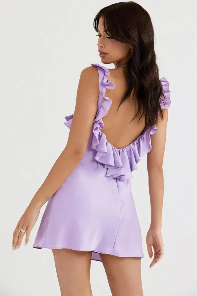 Women Tink Orchid Satin Ruffle Mini Dress House Of CB Dresses Women Tink Orchid Satin Ruffle Mini Dress House Of CB Dresses