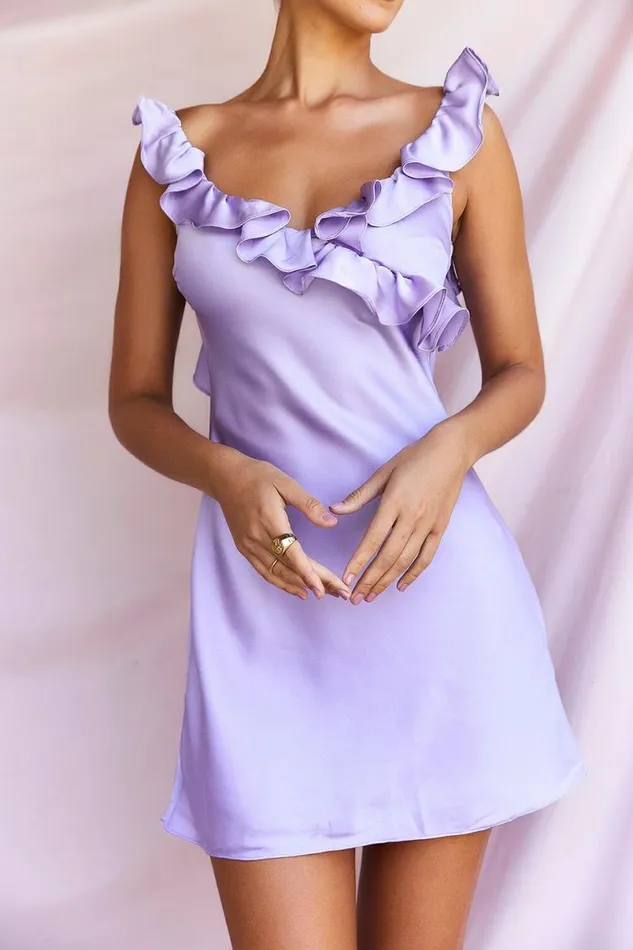 Women Tink Orchid Satin Ruffle Mini Dress House Of CB Dresses Women Tink Orchid Satin Ruffle Mini Dress House Of CB Dresses