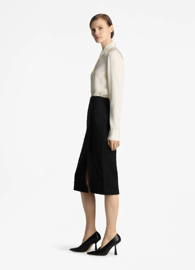 Women Tops and Shells St John Silk Crepe De Chine Blouse Ecru Women Tops and Shells St John Silk Crepe De Chine Blouse Ecru
