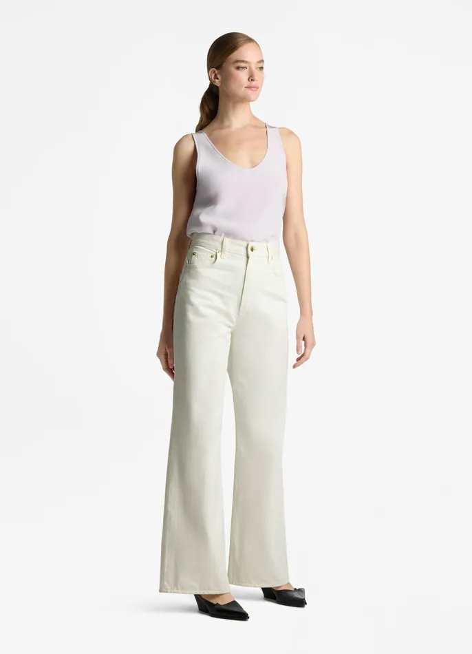 Women Tops and Shells St John Silk Crepe De Chine Shell Ecru Women Tops and Shells St John Silk Crepe De Chine Shell Ecru