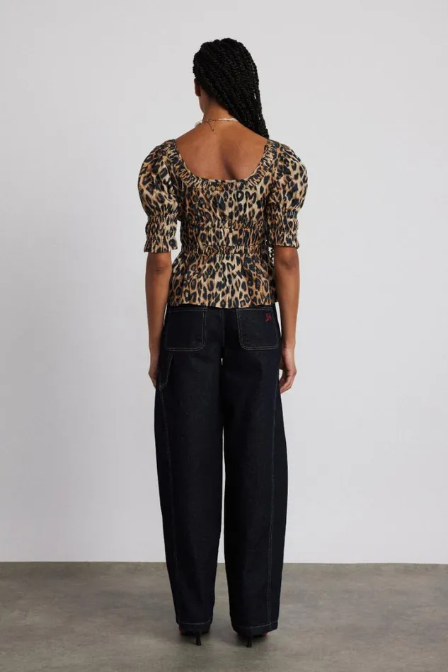 Women Tops Damson Madder Bianca Ruffle Blouse 8211 Leopard