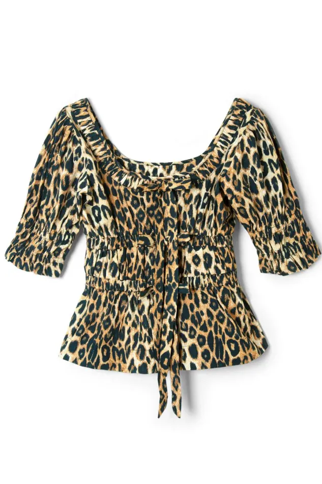 Women Tops Damson Madder Bianca Ruffle Blouse 8211 Leopard