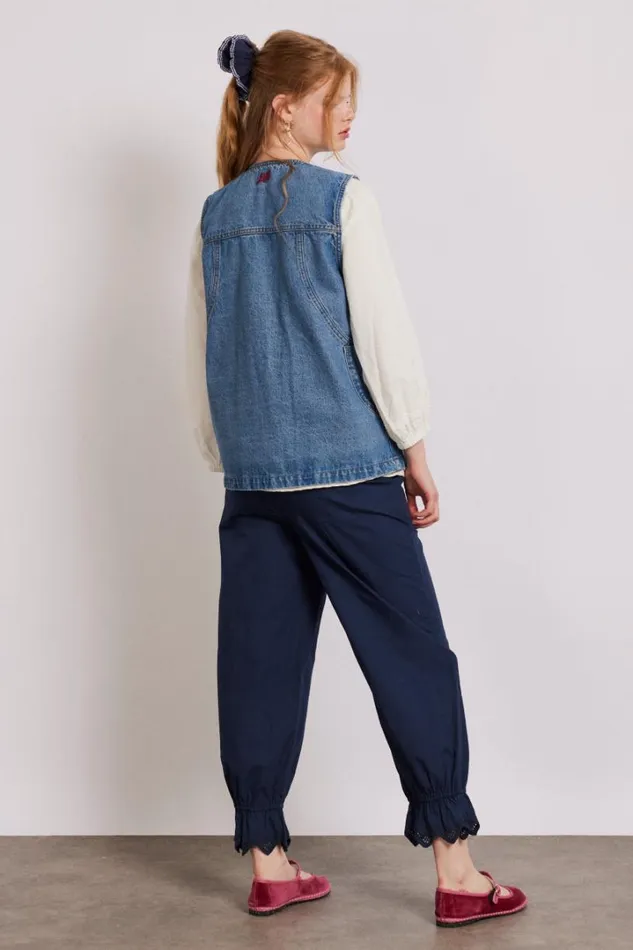 Women Tops Damson Madder Billie Denim Gilet 8211 Vintage Wash