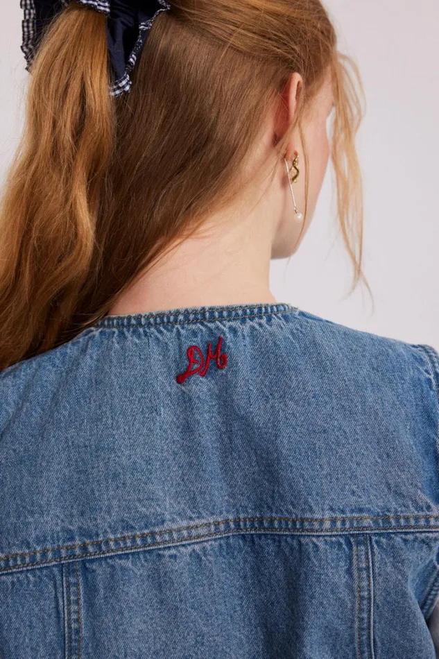 Women Tops Damson Madder Billie Denim Gilet 8211 Vintage Wash