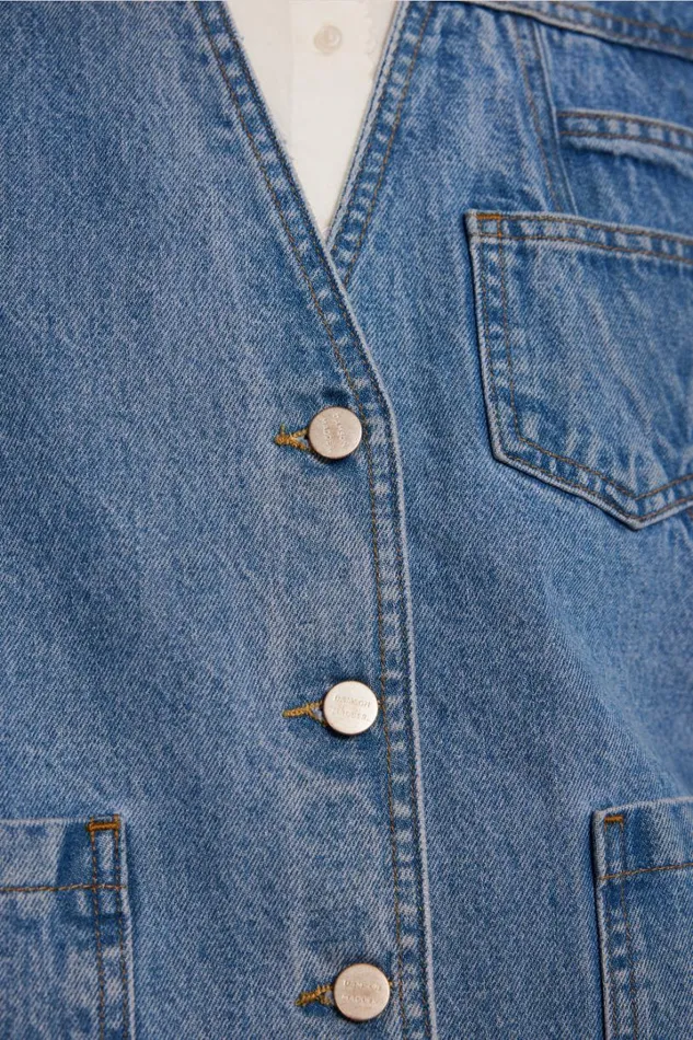 Women Tops Damson Madder Billie Denim Gilet 8211 Vintage Wash